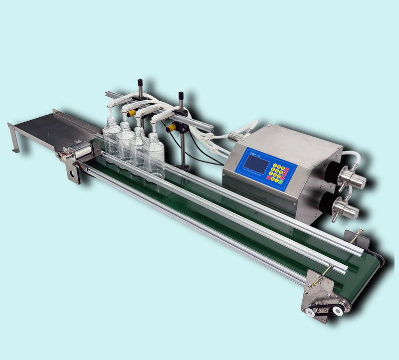 RFID automatic small four-head liquid filling machine RFID conveyor belt liquid filling machine with conveyor 9 RFID automatic small four-head liquid filling machine RFID conveyor belt liquid filling machine with conveyor 9