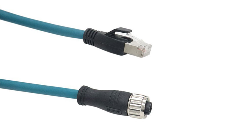 M12 to RJ45 Ethernet Cable | Industrial 4-Pin Communication Wire for LE-50xxx Series